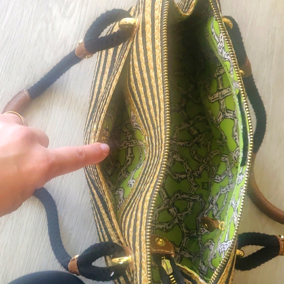 Eric Javits New YorkNautical Braid Squishee straw two tone Handbag - Picture 8 of 14